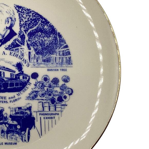Vintage THOMAS EDISON Winter Home/Museum Collectible Souvenir Memorabilia Plate - Picture 5 of 7